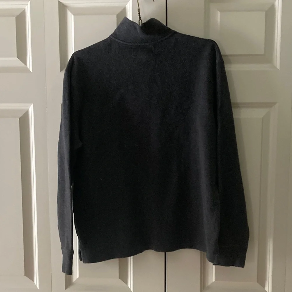 Polo Ralph Lauren Estate Rib sweater mens L 1/4 zip  charcoal gray preppy cotton